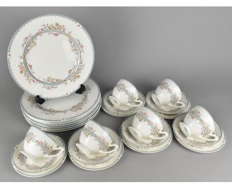 A Coalport April Tea Set to Comprise Six Cups, Saucers and Side Plates Together with Eight Plates 