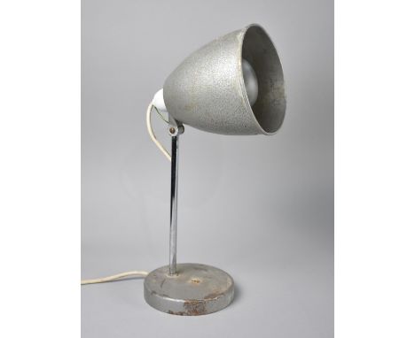 A Vintage Desktop Reading Lamp with Metal Circular Base and Shade, 28cm high 