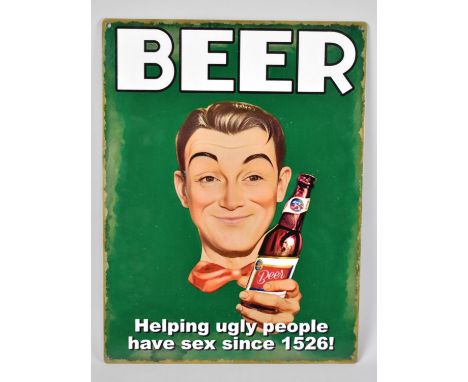 A Reproduction Enamel Style American Sign for Beer, Printed on Tin, 30x40cm 