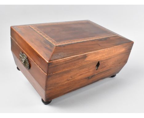 A Late Victorian/Edwardian Inlaid Ladies Work Box, with Hinged Lid to Fitted Interior with Removable Tray, Ring Handles Eithe