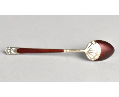 A Norwegian Guilloché Enamel Sterling Silver Spoon with Sponsor's Mark for Henry James Hulbert and Import Assay Marks 