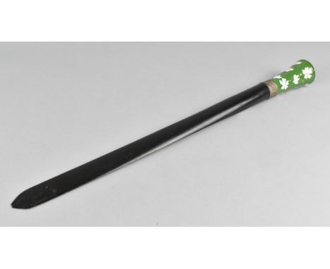 A Ceramic Handled Ebonised Bladed Page Turner, 38cm Long