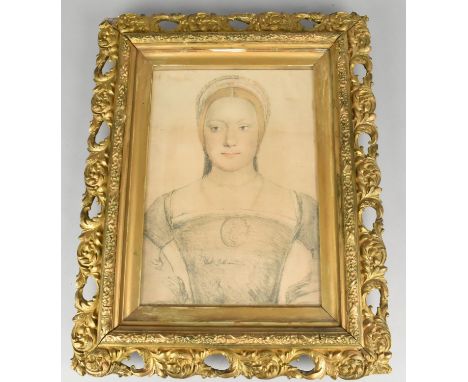 A Pierced Gilt Picture Frame Containing Print of a Maiden, Frame 36x45cm 