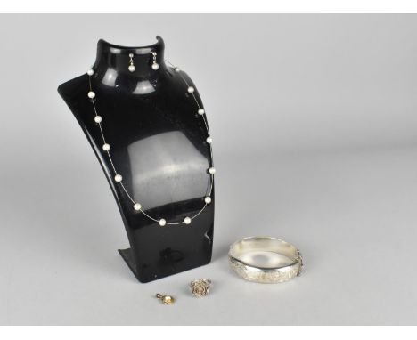 A Small Collection of Jewellery to Comprise Freshwater Pearl Suite, Silver Bangle by Smith &amp; Ewen, Chester Hallmark, a Ha