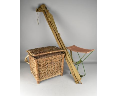 A Collection of Various Vintage Angling Equipment to Comprise Two Split Cane Fishing Rods to Include "Dalesman" Rod by James 