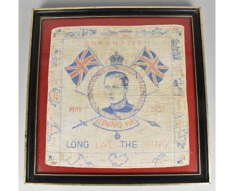 A Printed Cloth Handkerchief to Commemorate the Coronation of Edward VIII, Cloth 28x28.5cm 
