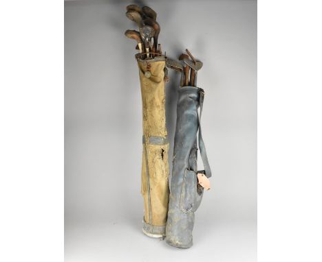 Two Vintage Golf Bags with Clubs, Condition Issues 