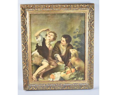 An Ornate Gilt Framed Print on Canvas, Subject 43x54cm 