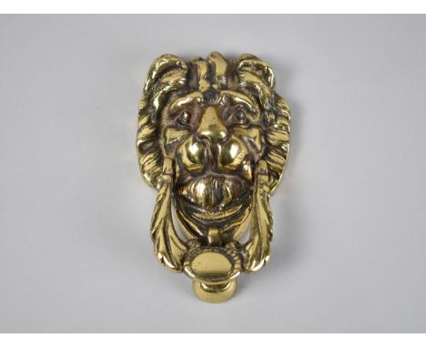 A 19th Century Heavy Brass Lion Mask Door Knocker, 18.5cm High 