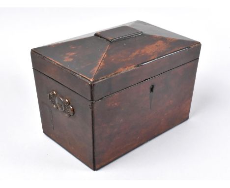 A 19th Century Mahogany Sarcophagus Shaped Two Division Tea Caddy, In Need of Some Restoration, 18.5cm Wide 