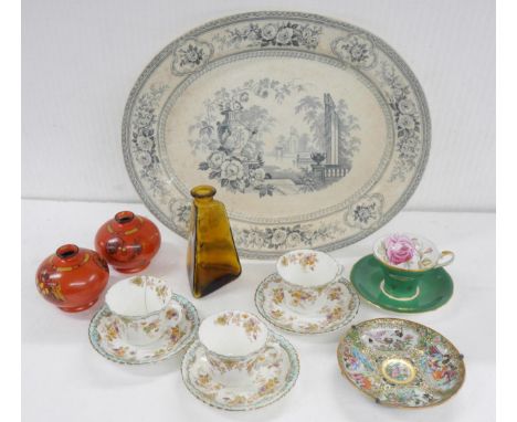 Collection of 19th Century and later china including a Powell &amp; Bishop Parma meat platter, display plates (a/f), Foley te