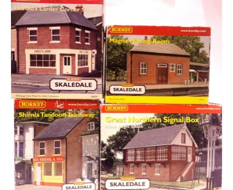 Four Hornby Skaledale buildings, Harolds ladder, Shimla Tandoori, Magna waiting room and Great Northern signal box. P&amp;P G