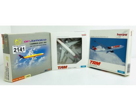 3x Star Jets / Herpa 1:500 Airliners - To Include: Air Jamaica A340-300, TAM A330 &amp; 777 - Boxed, P&amp;P Group 2 (£18+VAT