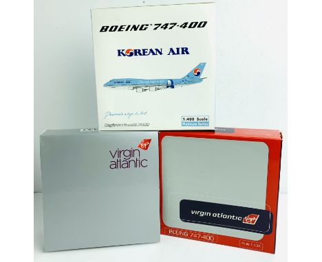 3x 1:400 Airliners - Virgin Atlantic Boeing 747-400 in Corporate Packaging &amp; 1x Korean Air 747-400 - Boxed, P&amp;P Group