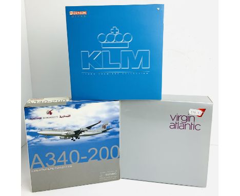 3x Dragon Wings / Gemini 1:400 Airliners - To Include: Virgin A340, Qatar A340, KLM 777-200 - Boxed. P&amp;P Group 2 (£18+VAT