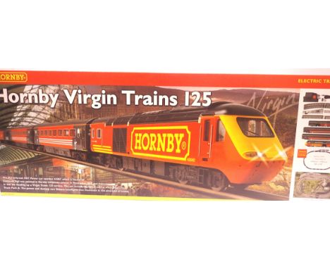 Hornby R1080 Virgin Trains 125 set, power and dummy car with lights, two coaches, track controller etc, as new/boxed. P&amp;P