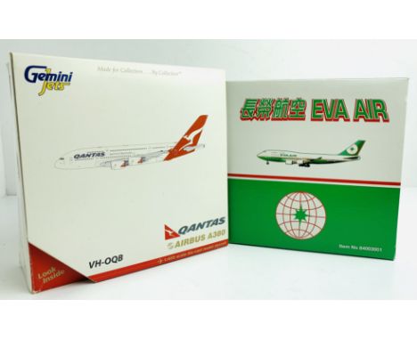 2x Gemini Jets 1:400 Qantas A380 &amp; EVA Air 747-45E - Boxed, P&amp;P Group 2 (£18+VAT for the first lot and £3+VAT for sub