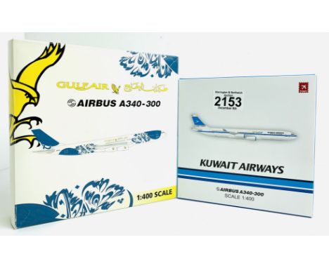 2x Hogan 1:400 Airliners - To Include: Kuwait Airways A340-300 Kuwait Airways, Gulf Air A340-300 - Boxed, P&amp;P Group 2 (£1