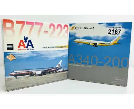 2x Dragon Wings 1:400 Airliners - To include: Roya Brunei A340, AA B777 - Boxed, P&amp;P Group 2 (£18+VAT for the first lot a