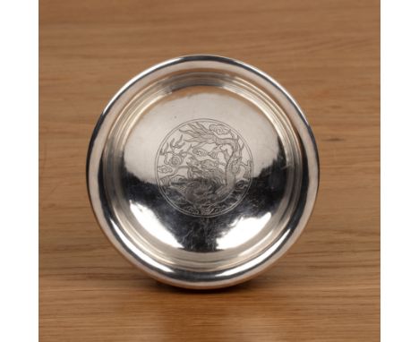 White metal (silver) and turned wooden bowlTibetan, 19th/ early 20th Centurythe interior of the bowl decorated with an engrav