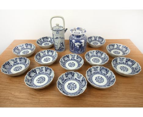 Collection of Hirado and other porcelainJapanese and Chineseincluding twelve bowls, 14.5cm diameter, a Chinese jar and cover 