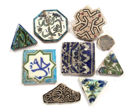 Group of Damascus tile fragmentsSyriaof various sizes.   Some repaired and cracked.