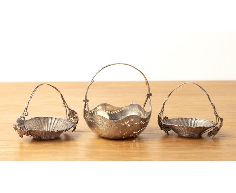 Pair of Zeewo white metal/silver basketsChinese, export, late 19th/early 20th Century,decorated with grape vines to either ha
