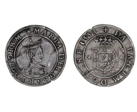 *Scotland, Mary Queen of Scots (1542-67), portrait testoon, 1553, type I, first period (1542-58), before marriage to the Daup