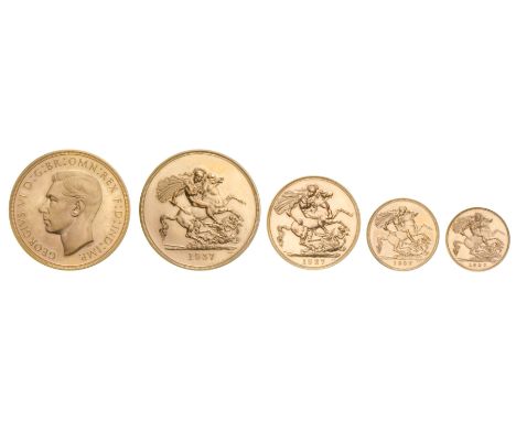 *George VI, Coronation, 1937, proof set of four gold coins, comprising five-pounds, two-pounds, sovereign and half-sovereign,