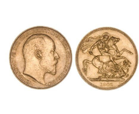 *Edward VII, matt-proof two-pounds, 1902, light bagmarks, extremely fine or better