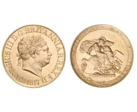 *George III, New Coinage, sovereign, 1817, by Pistrucci (Marsh 1; S 3785), light surface marks and sometime cleaned, good ver