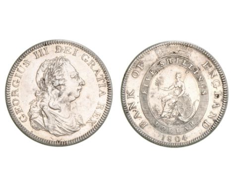 *George III, Bank of England dollar, 1804, :c h k below bust (E.S.C. 148; Bull 1929; S. 3766), cleaned, very fine