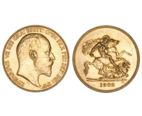 *Edward VII, matt-proof five-pounds, 1902, small scuffs to cheek and forehead of portrait, otherwise extremely fine with a li