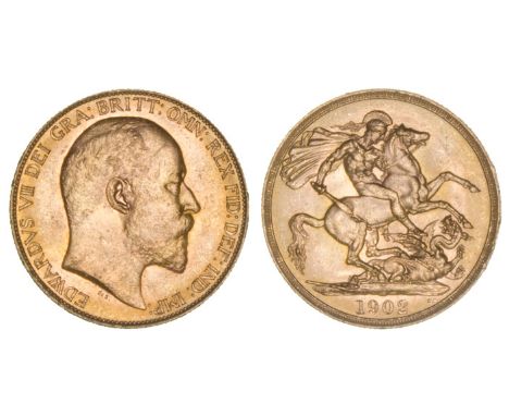 *Edward VII, two-pounds, 1902, light bagmarks, otherwise good extremely fine