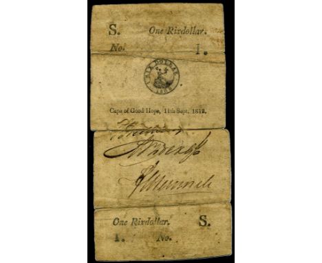 *South Africa, Cape of Good Hope, 1 rixdollar, 11 Sept. 1819, vertical format with three signatures, manuscript numbers faded