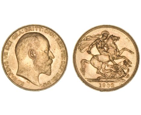 *Edward VII, two-pounds, 1902, light bagmarks, otherwise good extremely fine