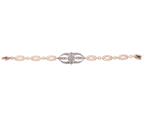 A diamond bracelet, the central openwork panel set with diamond points   A diamond bracelet,   the central openwork panel set