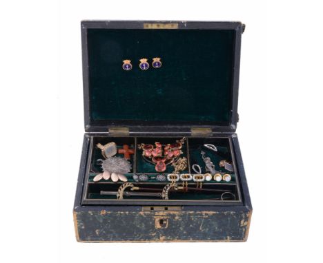 A collection of antique costume jewellery   A collection of antique costume jewellery,   to include small white paste set buc