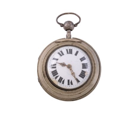 An open face quarter repeating pair cased pocket watch, circa 1800   An open face quarter repeating pair cased pocket watch, 