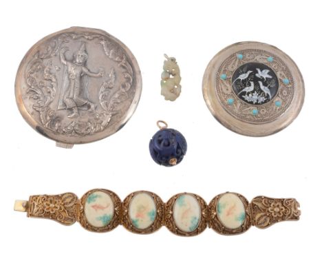 An early 20th century ivory Chinese panel bracelet , circa 1920   An early 20th century ivory Chinese panel bracelet  , circa