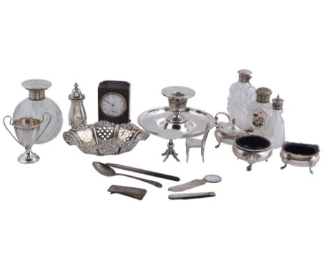 A collection of small silver and silver mounted items, including   A collection of small silver and silver mounted items,   i