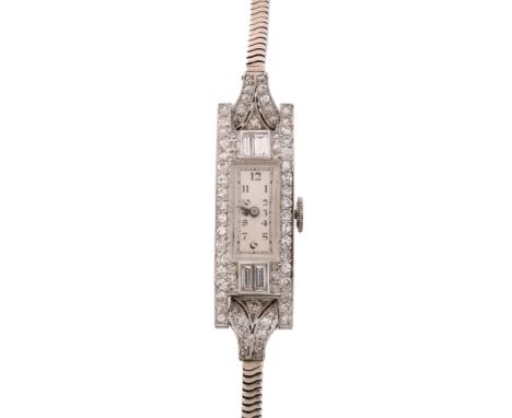 A lady's diamond cocktail watch, no. 45455, circa 1930   A lady's diamond cocktail watch,   no. 45455, circa 1930, Swiss manu