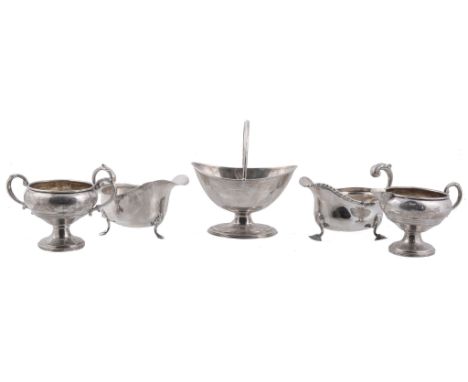 A collection of silver, to include: an Edwardian silver navette shaped sugar...   A collection of silver,   to include: an Ed