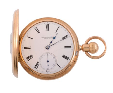 George Moore  &  Son, an 18 carat gold keyless wind full hunter pocket watch, no   George Moore  &  Son, an 18 carat gold key