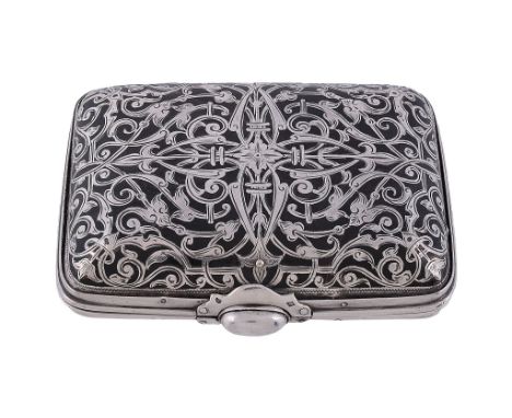 A French silver and tortoiseshell pique snuff box, maker's mark EL   A French silver and tortoiseshell pique snuff box,   mak