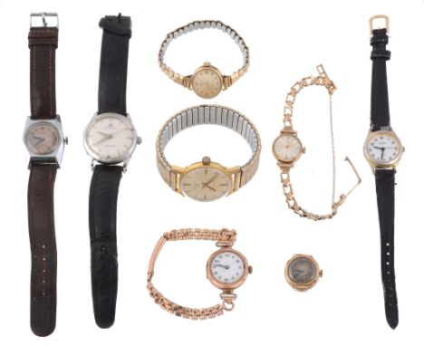 A collection of wristwatches, to include: Huguenin   A collection of wristwatches,   to include: Huguenin, a stainless steel 
