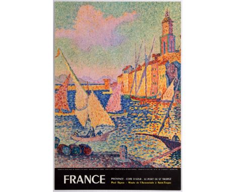 Original vintage travel advertising poster published by the Ministry of Civil Engineering, Transport and Tourism for the Fren