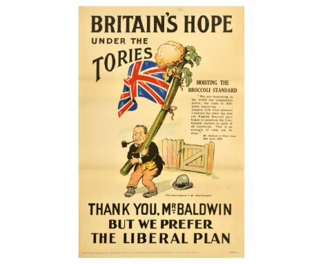 Original vintage political propaganda poster for the 1929 United Kingdom general election - Britain's hope under the Tories. 