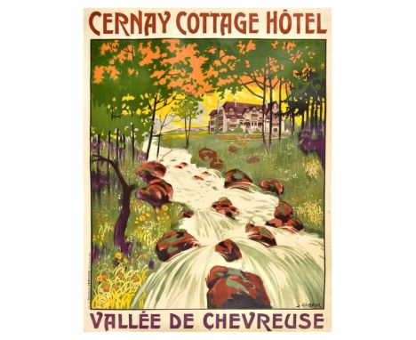 Original vintage travel poster for the Cernay Cottage Hotel in the Chevreuse Valley / Vallee De Chevreuse - Artwork by Justin