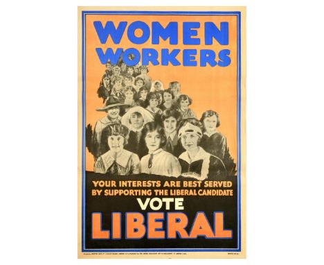 Original vintage political propaganda poster for the 1929 United Kingdom general election - Women workers, your interests are
